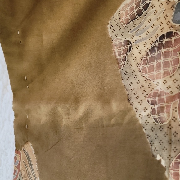 Vintage Silk Kimono Fabric Reverses to  Shibori Fabric Decoration 14" x 15" - Picture 10 of 12